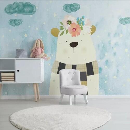 Milofi custom 3D wallpaper mural modern minimalist hand-painted cute bear childrens room full house wall decoration wallpaper