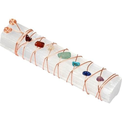 Natural Crystal Stone 7 Chakra Gravel Mineral Wire Wrapped Irregular Plaster Column Ornaments Room Decor Home Decoration Gift