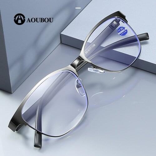 Stainless steel reading glasses anti-blue light glasses mens bright smart big frame glasses chameleons men chameleons male