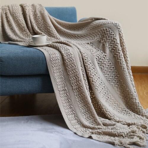 Inya Thread Blanket with Tassel Beige Grey Throw Blanket for Bed Sofa Home Textile Fashion Cape Knitted Blanket on the Bed