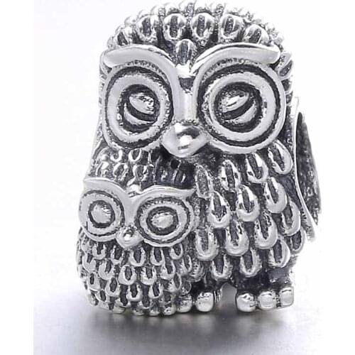 Original Cute Parent Owl And Its Owlet Beads Fit 925 Sterling Silver Bead Charm Women Pan Bracelet Bangle DIY Jewelry
