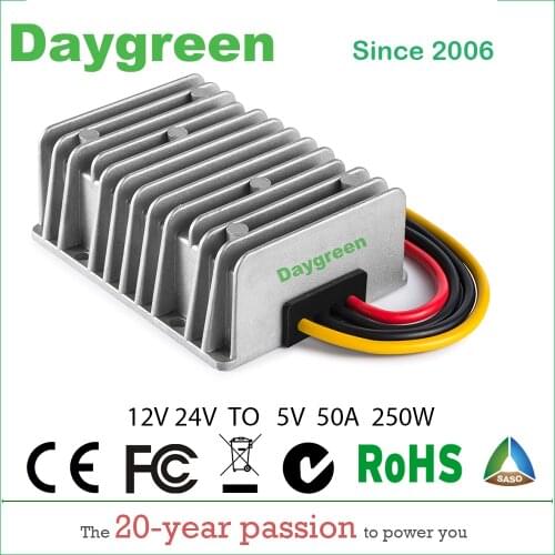 12V to 5V 50A 24V to 5V 50 AMP Newest DC DC Step Down Converter Reducer B50-1224-05 LED Module Power 12/24V to 5V 50A 40A 30A