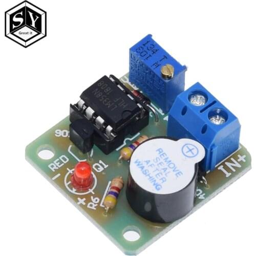 12V LM358 Accumulator Sound Light Alarm Board Buzzer Prevent Over Discharge Controller Module Without Overvoltage Protection