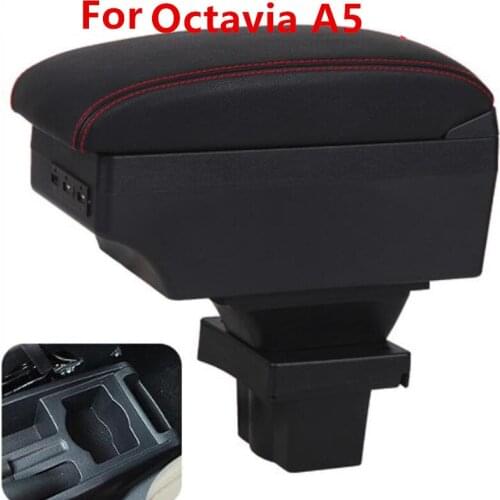 For Skoda Yeti Octavia A5 armrest box central Store content box storage case USB interface decoration accessories