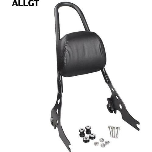 ALLGT Sissy Bar Backrest Luggage Rack For Harley Davidson Sportster XL 883 1200 Black & Chrome