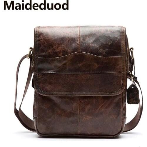 Maideduod High-Quality Mens shoulder bag Genuine Leather strap Small Casual Flap male man mens Crossbody Bags for Men Leather