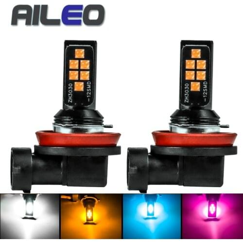 AILEO H11 H8 LED Bulb 3030SMD Car Fog Lights 9005 HB3 9006 HB4 H10 9145 H16(JP) 3000K purple blue Driving Day Running Lamp Auto