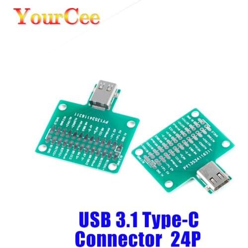24PIN Type-C Type C USB 3.1 Cable Test Board Female Plug Jack to DIP Adapter Connector Welded PCB Converter Pin Board