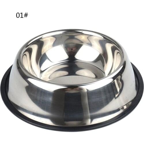 Pet Supplies Dog Cat Bowls Non-Slip Stainless Steel Travel Feeding Feeder Water Bowl For Pet Dog Cats Puppy Outdoor Bowl 6 Sizes
