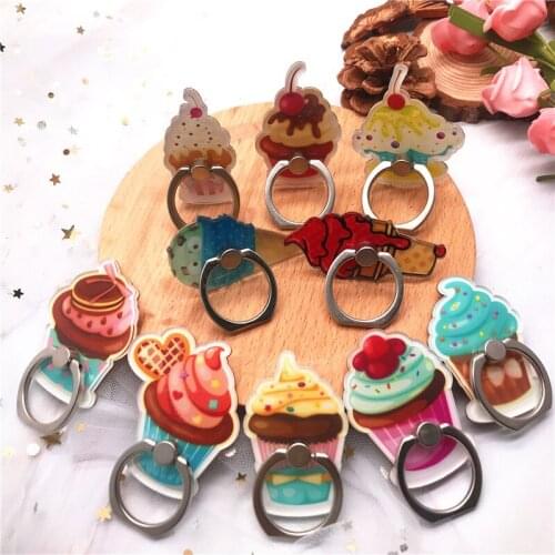 Universal Stent Mobile Phone Holder Stand Food Finger Ring Cartoon cute cake ice-cream Finger Ring For Smart Phone Stand holder