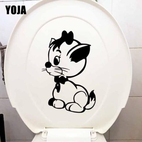 YOJA 17.8X24CM WC Toilet Decal Kitten Cat Animal Pet For Kids Room Wall Stickers Decor T5-0119