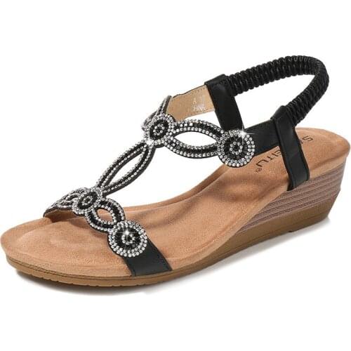 Sandals women 2021 summer new water drill slope heel wholesale womens shoes