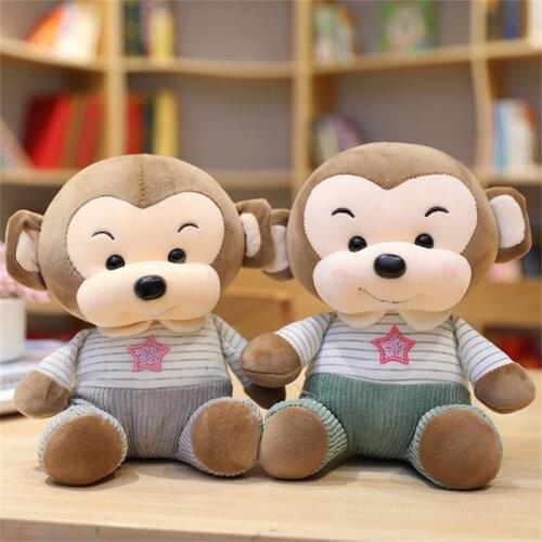 1pc 23cm Drop shipping Kawaii Lucky Monkey Plush Toys Stuffed Monkey Animals Wedding Gift Birthday Gift For Baby Children