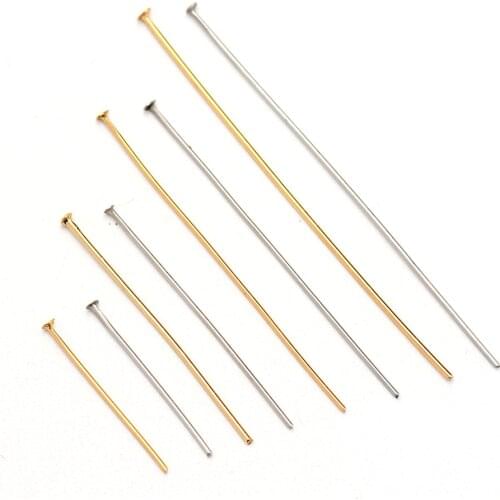 200pcs 20 30 40 50mm Metal Stainless Stee Flat Head Pins Gold/Copper/Rhodium Headpins For Jewelry Findings Making DIY Supplie
