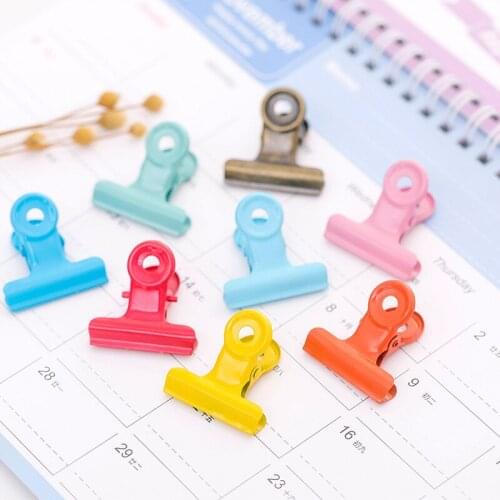 200pcs Cute Metal Binder Clips Colorful Kawaii Stationery Accessories Pink Office Supplies Paper Planner Clip Wide Shaped Clips