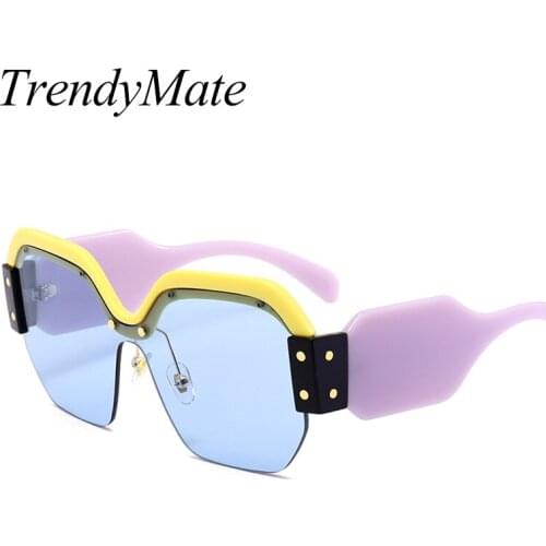 2018 Sun Glasses For Women Brand Designer Fashion Luxury Oversized Vintage Sunglasses Sqaure Sunglass Retro Female UV400 1232T