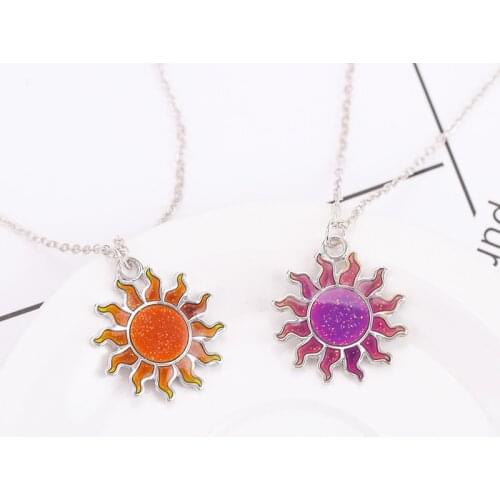 2020 New mood sun Neckalce Jewelry Mood sunshine Pendant Temperature Control Color Change Emotional Color Girls Gift For Woman