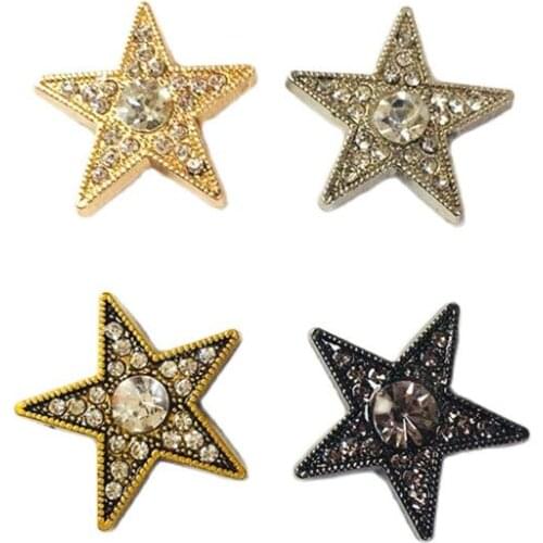 27mm Five Point Star Pentacle Rhinestone Inlaid Rivets Cap Stud Leather Craft Walle Belt Bag Hat Shoe Clothes Trims Accessories