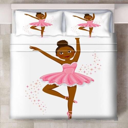 3Pcs/Set Dance Ballet Girl Swing Cartoon Bedding Set Sheet Children Room Bed Sheet Pillow Case Bedding Set For Kids Girl