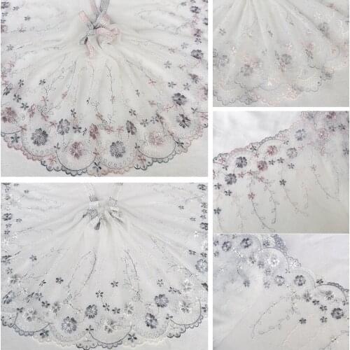 3 Yards 16-18cm New Flowers Mesh Embroidery Lace Fabric Handmade DIY Garment Needlework Sewing Doll Accessories 292