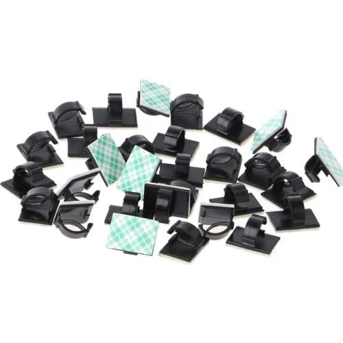 30Pcs Car Wire Clip Black Cable Tie Rectangle Holder Mount Clamp Self-adhesive Dropshipping