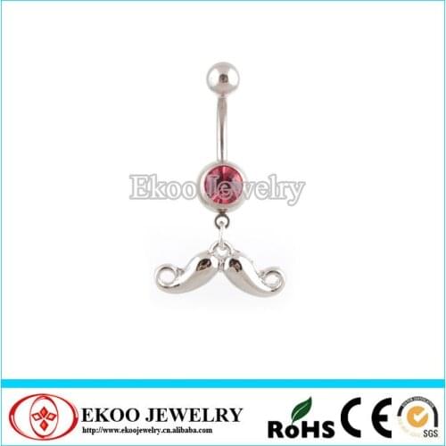 316L Surgical Steel Moustache Dangle Cute Belly Button Rings Lot of 10pcs Body Jewelry