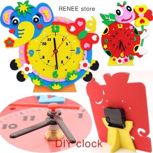 DIY Art Crafts Materials EVA 3D Kids Educational Toys For Younger Children Handmade Cartoon Animal Clocks Early Education z2