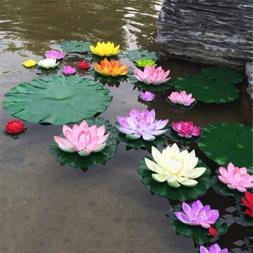 5PCS Artificial Lotus Water Lily Floating Flower Pond Tank Plant leaf Ornament 10cm Home Wedding Garden Pond Pool Decoration