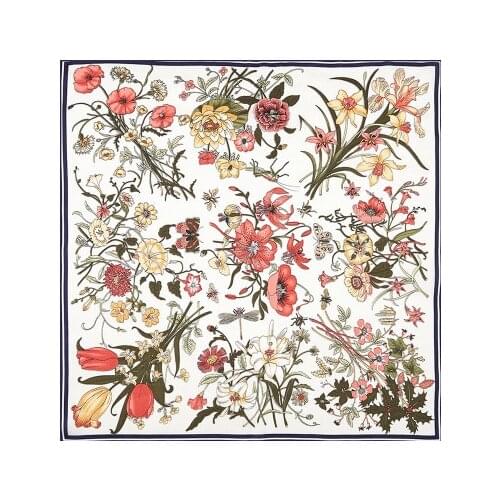60*60cm New Fashion All-match Small Scarf Ladies Elegant Flower Square Scarf women