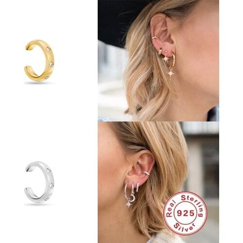 Aide Luxury 925 Sterling Silver Clear Zircon Clip Earrings For Women Gift Ear Cuffs New Design Without Piercing Clips Jewelry