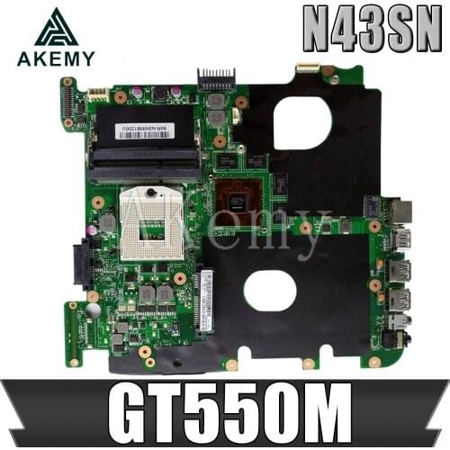 Akemy N43SN motherboard GT550M For Asus N43S N43SL N43SN N43SM laptop motherboard tested 100% work original mainboard