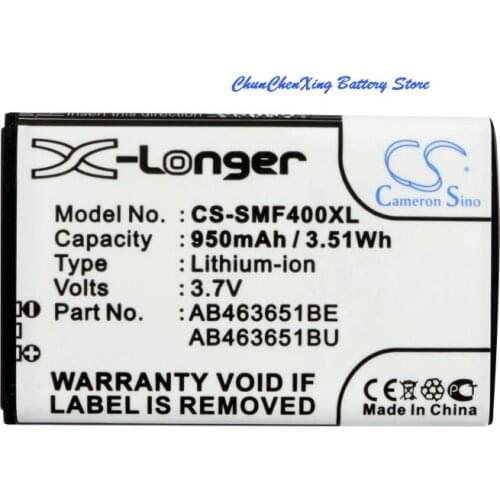 Cameron Sino 950mAh Battery AB463651BC for Samsung J800,B3410,C3060,C3222,C3322,C3500,C3510,C3530,C6112,S3370,S3650,S3653,S5600