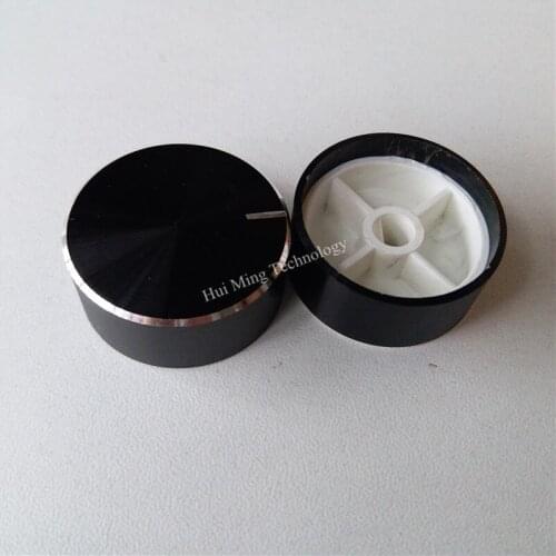 8pcs aluminum plastic cap knob potentiometer knob Smooth 30*13*6mm black D shaft amplifier volume adjustment aluminum knob