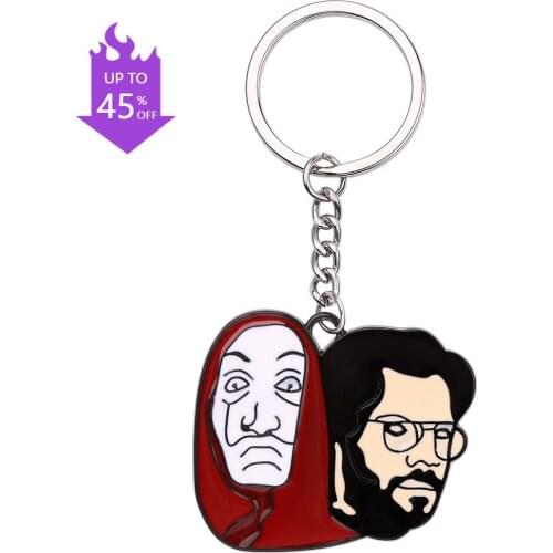 The House of Paper Money Heist Keychain La Casa De Papel Salvador Dali Professor Funny Key Chain Women Men Jewelry Gift