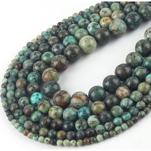 Natural Round African Turquoises Stones Bead 4-12 mm Genuine Loose Green Turquoises Beads For Jewelry Making Bracelet DIY