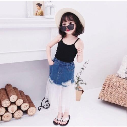 Girls' Half-length Denim Fishtail Tulle Tutu Skirt Toddler Fall Clothes 2021 Skirt Women Long Skirt Clothes for Toddler Girls