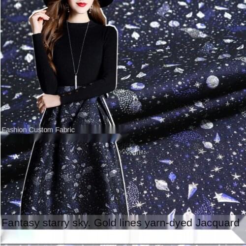 European and American Brand Starry Sky Bright Gold Three-Dimensional Yarn -Dyed Jacquard Suit Jacket Fashion Fabric Dress Cloth
