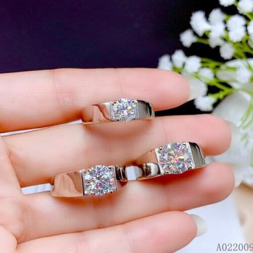 KJJEAXCMY Fine Jewelry Men 925 Sterling Silver Inlaid 1/2/3 Carat Mosang Diamond luxury Ring