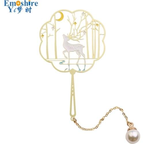 Exquisite Hollow Metal Fan Bookmark Classical Chinese Style Small Fresh Graduation Gift Wholesale for Students Bookmark M187