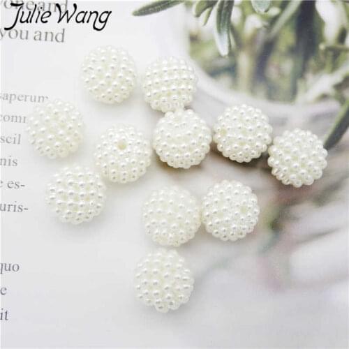 Julie Wang 100PCS ABS Resin Ball Beads White Imitation Pearls Spacer Beads Bracelet Necklace Earring Jewelry Making Accessory