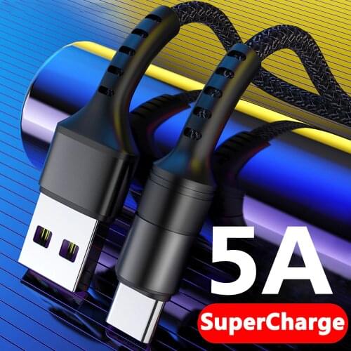 5A USB Type C Cable Quick Charge 3.0 4.0 For Xiaomi Samsung Huawei P30 Mobile Phone Accessories Super Fast Charging USB C Cable