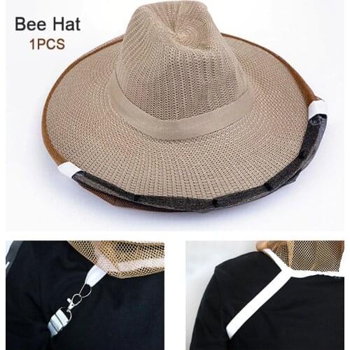 1PCS Beekeeper Cowboy Hat Mosquito Bee Net Veil Full Face Beekeeping Hat Bee InsectOutdoor Bug Mesh Mask Head Protective Cap