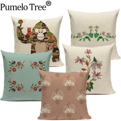 Circle Flower Pillow Cases Home Decor Gorilla Mushroom Cushion Cover Rocket Pillowcase Plant Decorative Cushion Covers for Sofa