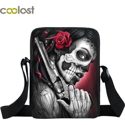 Cool Gothic Punk Mini Messenger Bag For Boys Girls Crossbody Bag Women Handbags student Bookbag Small Shoulder Bag