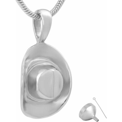 Cool Men Cowboy Hat Cremation Jewelry Memorial Keepsake Pendant Stainless Steel Urn Locket Pendant