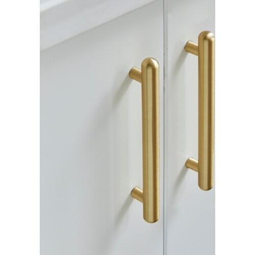 Brass Handle light luxury cabinet drawer wardrobe door double hole Nordic modern simple copper solid gold long handle