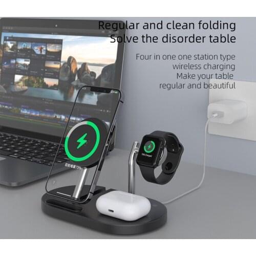 Magnetic Wireless Charger Touch Control Chargers For IPhone 12 Pro Desktop Phone Charging Dock Stand For Airpods Samsung Xiaomi