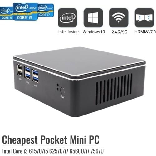 Mini Tree Cheap PC Intel i7 7567U i5 6267U i3 7167U Windows 10 Dual Core Iris Plus Graphics Micro Desktop Computer HD VGA WiFi