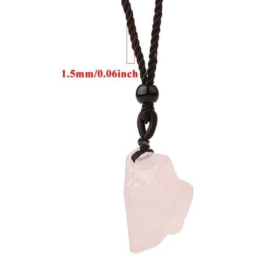 Trendy Geometric Irregular Natural Stone Pendant Necklace with Rope Chain Jewelry for Men or Women