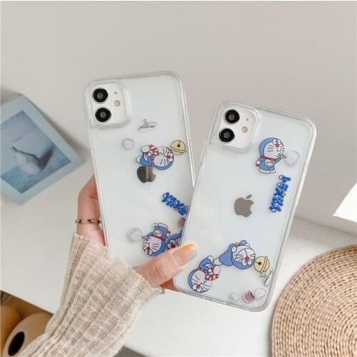 Cartoon Doraemon Liquid quicksand Case For iphone 12 Mini 11 Pro Max SE20 XS MAX XR X 7 8 Plus 6s 6 transparent cute Phone Cover